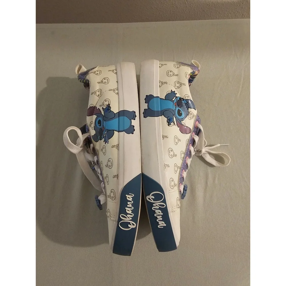 Ground Up Size 8 Disney Lilo & Stitch Ohana Sneakers White Glitter Detail